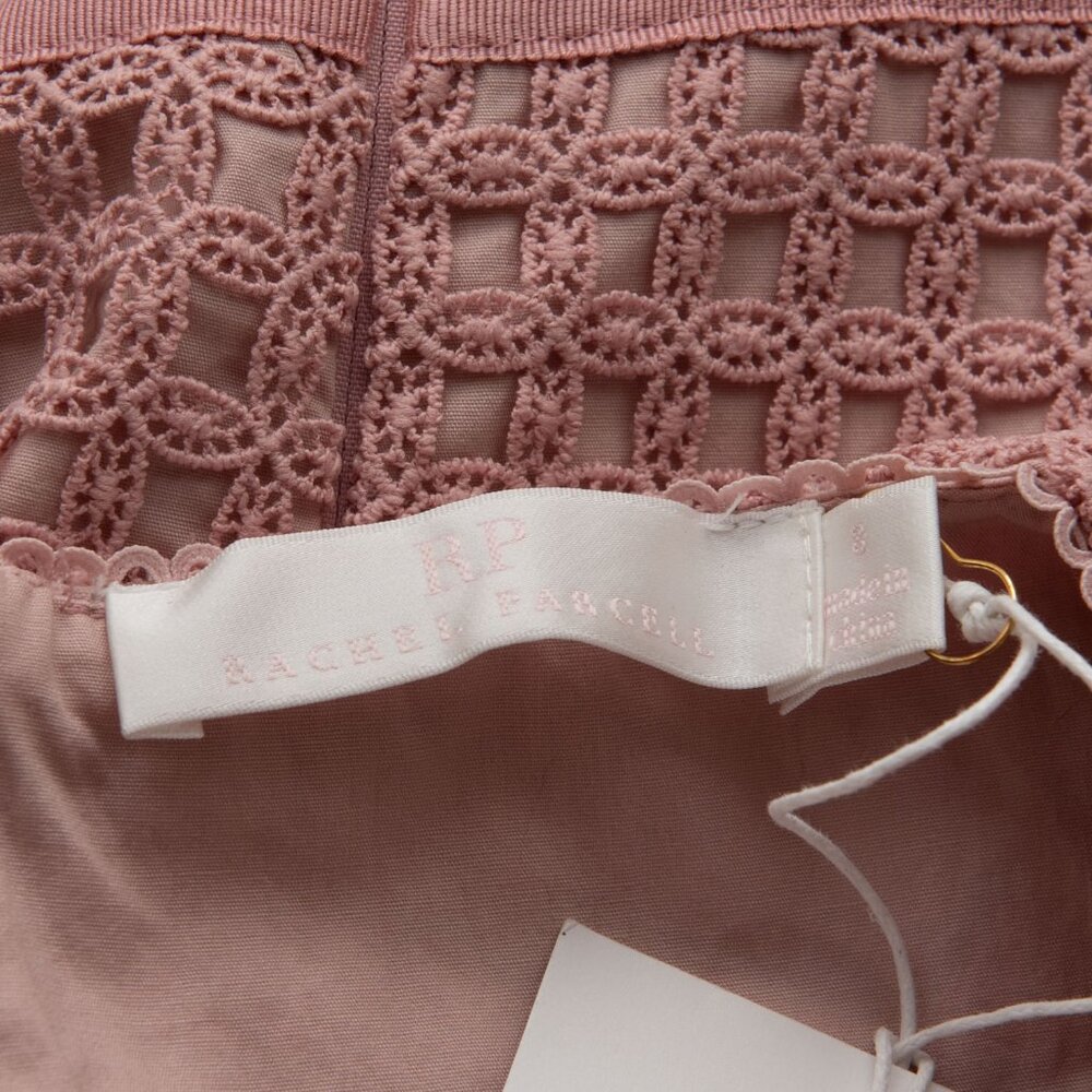 Rachel Parcell Midi Dress Lace Ruffle Evening Short Sleeve Party Pink Size 8 New - Picture 4 of 8